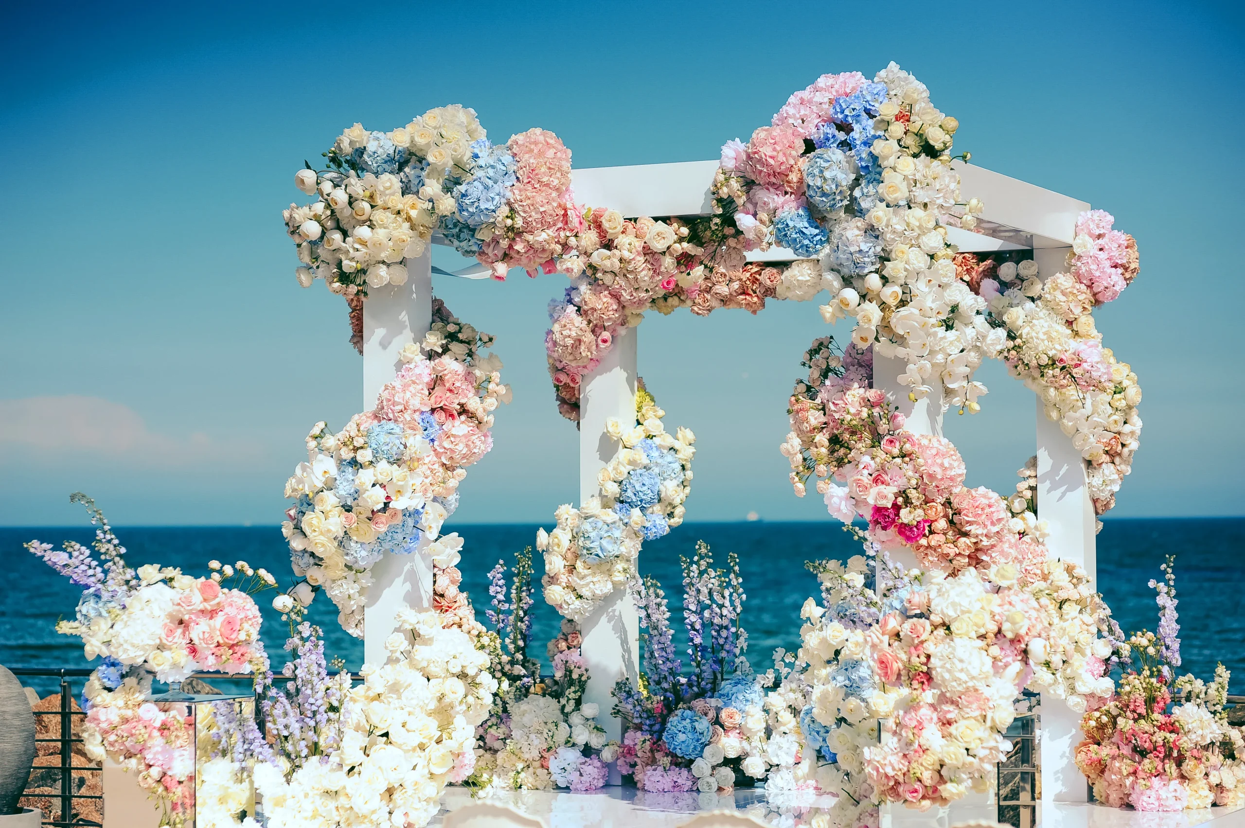 Wedding archway decorated with flowers for a Perth ceremony