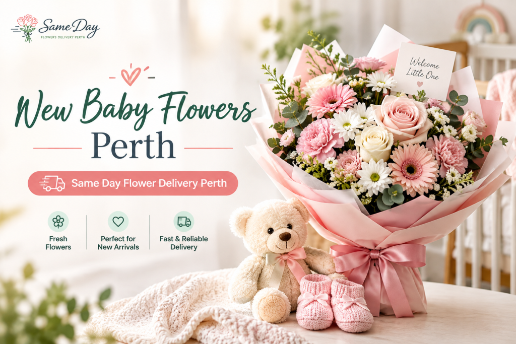 New baby flowers Perth with fresh pastel flower arrangement