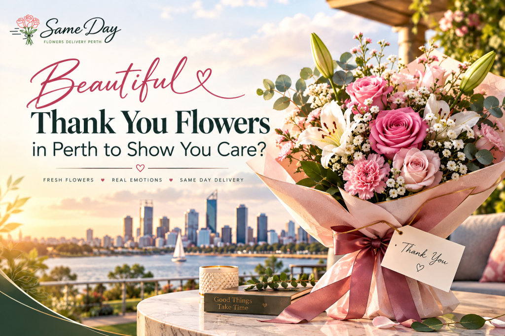 Beautiful thank you flowers in Perth with fresh roses, tulips and seasonal blooms